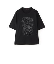 【EDITION掲載】【接触冷感・ウォッシャブル】ギャザリングアニマルエンブロイダリーカットソー