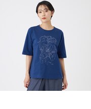 【EDDITION掲載】【接触冷感・ウォッシャブル】ギャザリングアニマルエンブロイダリーカットソー