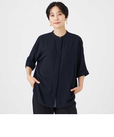 【吸水速乾・マシンウォッシャブル】バックサテンジョーゼットドルマンブラウス