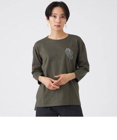 【ウォッシャブル】ハートチーター七分袖カットソー