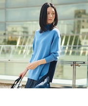 【カタログ掲載・ウォッシャブル】ウールカシミヤバイカラーニットプルオーバー
