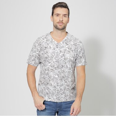 【PRIMA COLLECTION】にじみ風プリントタックジャカードカットソー