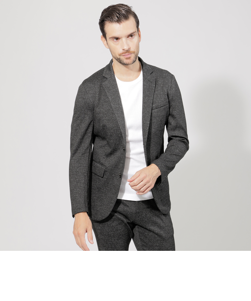 【セットアップ】ヘリンボーンプリントジャケット