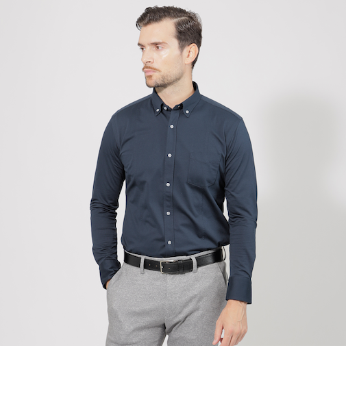 ブライトポリエステル混ロングスリーブシャツ