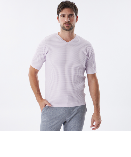 ウォッシャブルワッフルニットTシャツ