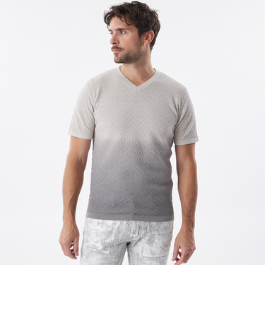 【PRIMA COLLECTION】Vネックショートスリーブグラデーションニット