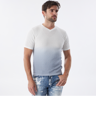 【PRIMA COLLECTION】Vネックショートスリーブグラデーションニット