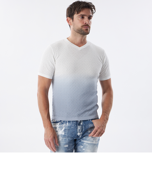 【PRIMA COLLECTION】Vネックショートスリーブグラデーションニット