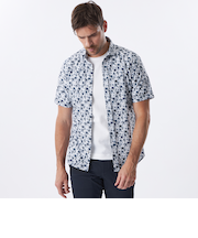 フラワープリントメッシュシャツ