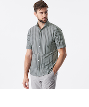 ジオメトリックプリントメッシュシャツ