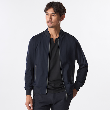 針抜きポリエステルライトブルゾン