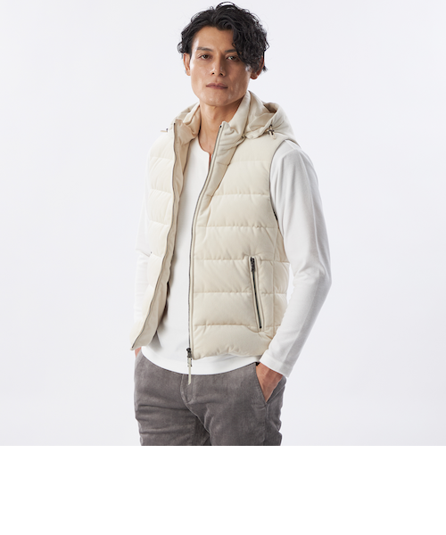 ベロアツイルジャージーダウンベスト｜エポカ ウォモの通販