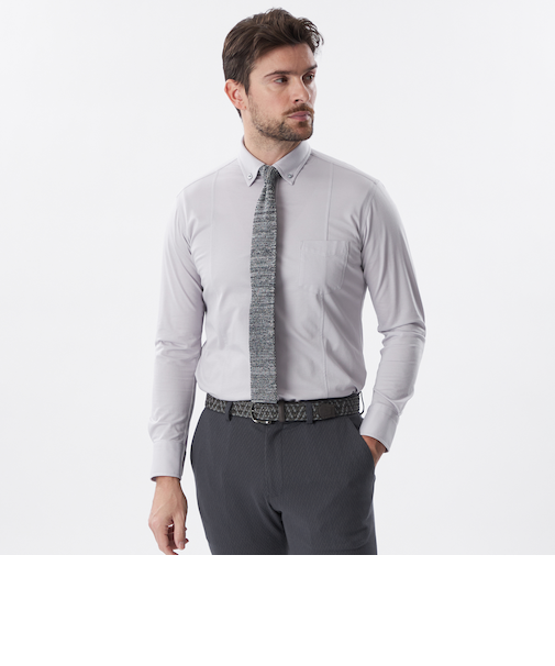 ブライトポリエステルロングスリーブシャツ