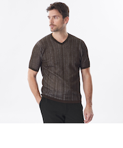 ストライプニットT