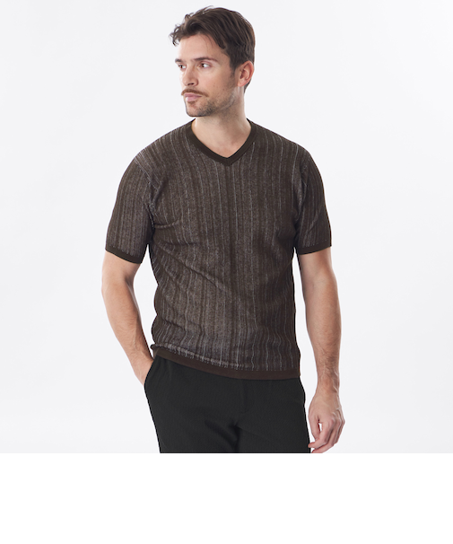 ストライプニットT