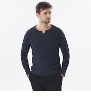 ダブルフェイスキーネックロンT