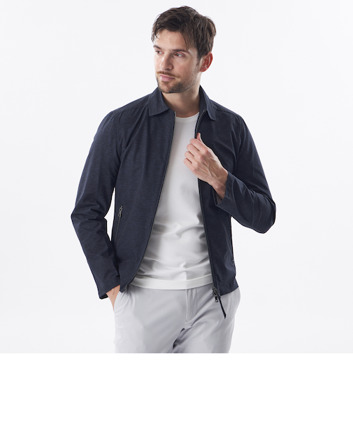 ヘリンボーンプリントクールドッツブルゾン