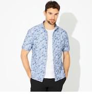 フラワープリントメッシュシャツ