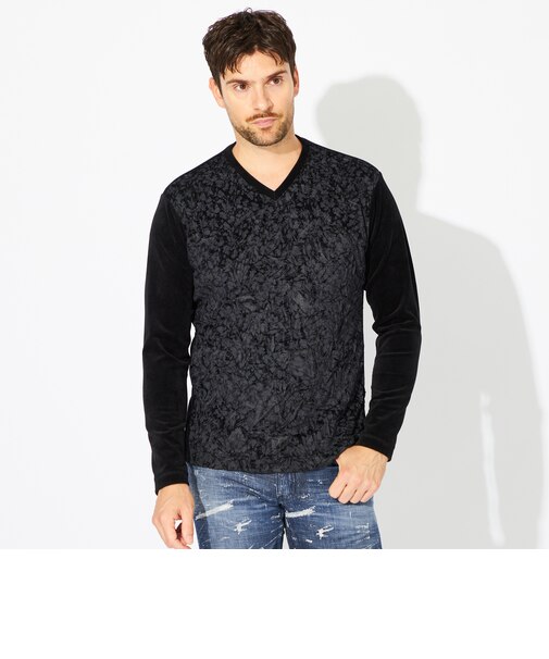 【PRIMA COLLECTION】メッシュ別珍ジャージーカットソー