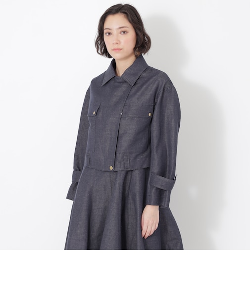 コットンリネン　デニムジャケット
