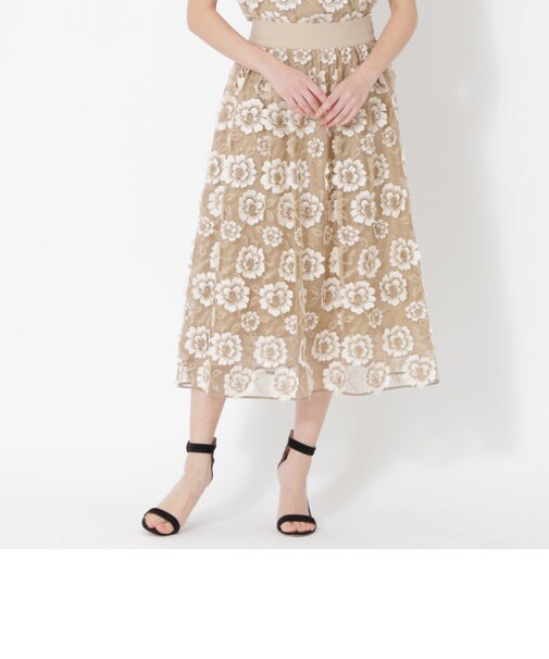 フラワーケミカルレース　フレアスカート