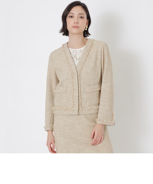 *Precious 2023年5月号掲載*コットンミックスツイード　ノーカラージャケット