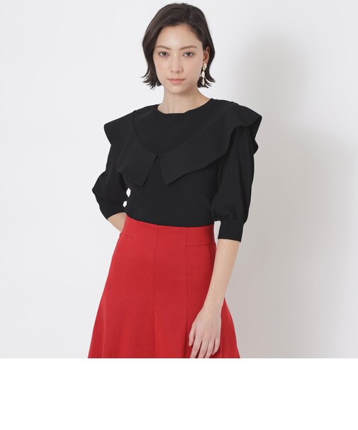 フリルデザイン　ニットプルオーバー