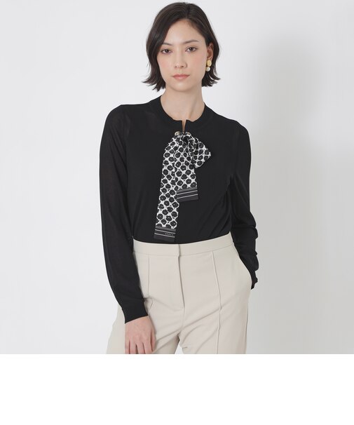 ジオメトリックフラワーコンビ　ニットプルオーバー