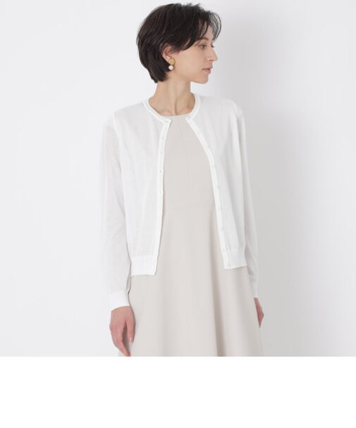 レーヨンナイロンストレッチ　シアーニットカーディガン