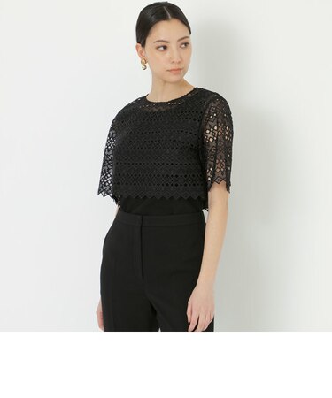 ジオメトリックケミカルレース　レイヤードブラウス