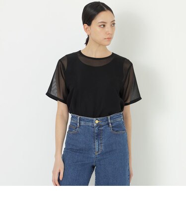 オーガンジー シアージャージーブラウス