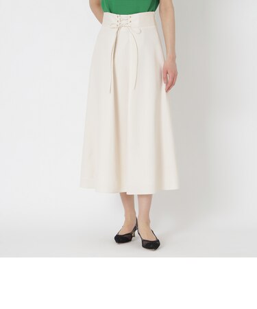 コットンナイロンピケ　レースアップフレアスカート