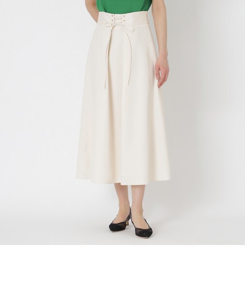 コットンナイロンピケ　レースアップフレアスカート