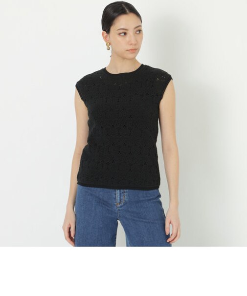 ストレッチレース　ニットプルオーバー