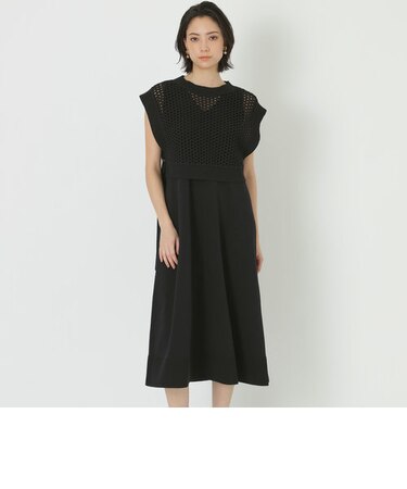 【La maglia estate】メッシュレイヤード　ニットドレス