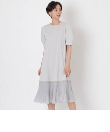 【EPOCA Marino】ハイゲージジャージー　プリーツコンビドレス