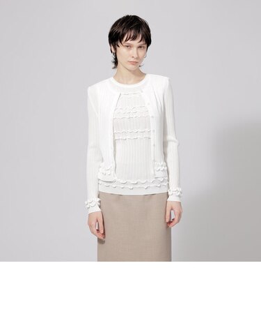 レーヨンナイロンストレッチ　ノーカラーカーディガン