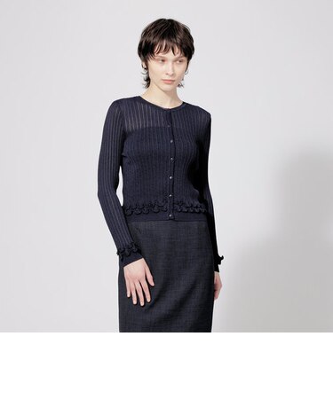 レーヨンナイロンストレッチ　ノーカラーカーディガン