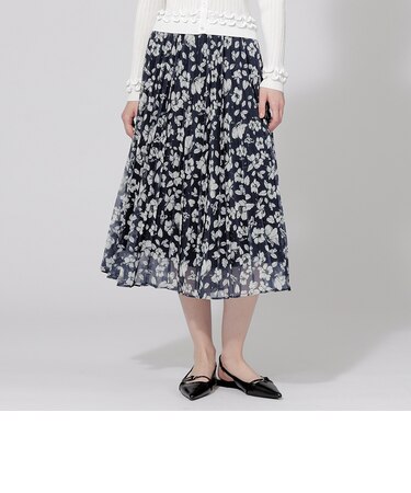 ジョーゼットフラワープリント　プリーツスカート