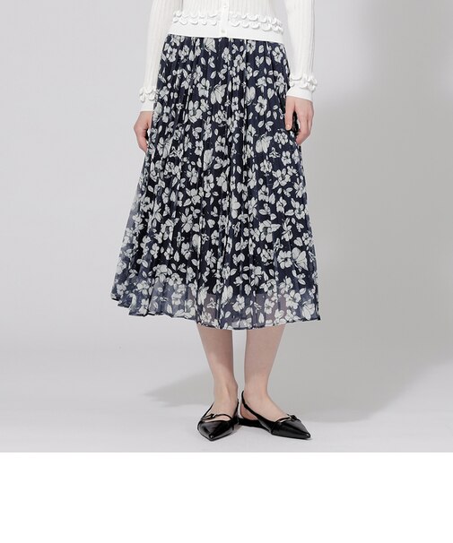 ジョーゼットフラワープリント　プリーツスカート