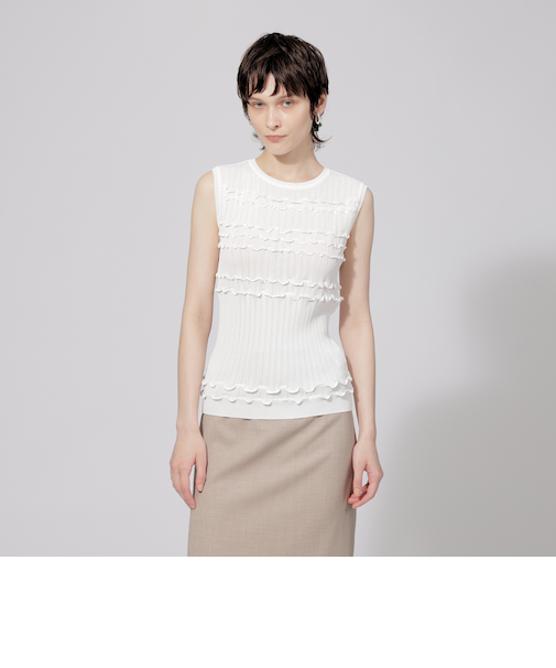 レーヨンナイロンストレッチ　ノースリーブニット