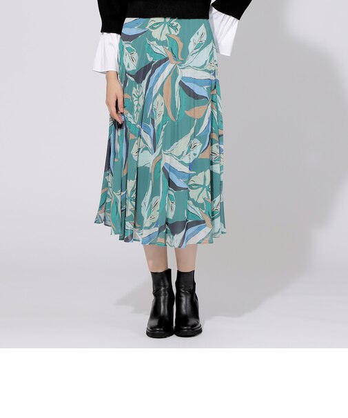 ハンドドローイングプリント プリーツスカート