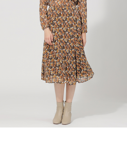 ジオメトリックプリント フレアスカート