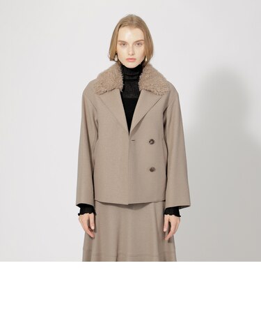 エコファーコンビ　ウールパイルジャージ―　ショートコート