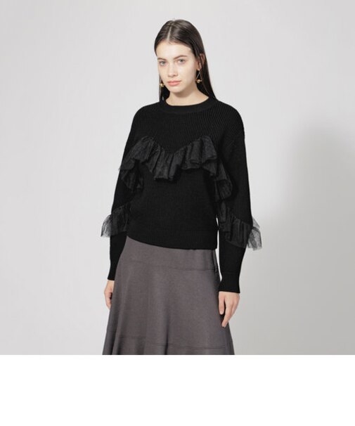 【EPOCA STORIA】ドットチュールコンビ ニットプルオーバー《WEB＆EPOCA THE SHOP店舗限定》