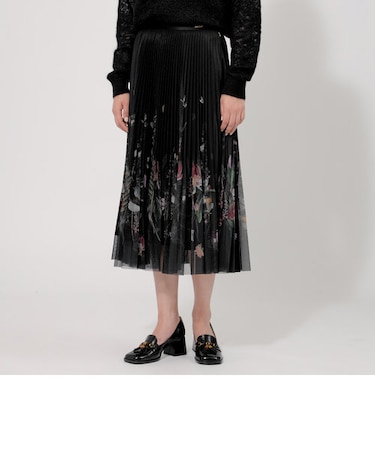 チュールフラワープリント プリーツスカート
