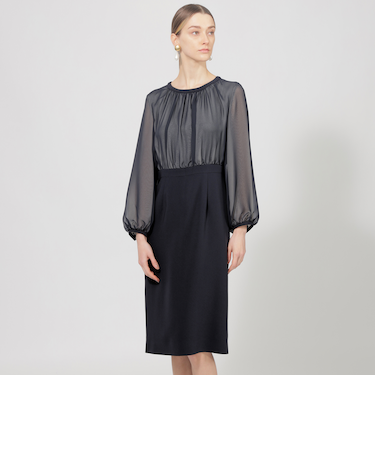 コンパクトダブルクロス シフォンコンビドレス