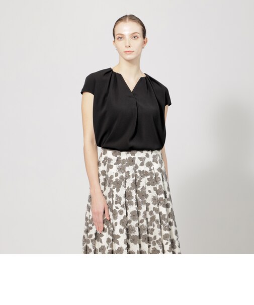 バックサテンジョーゼット ギャザーブラウス