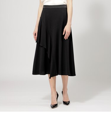 バックサテンジョーゼット　アシンメトリーフレアスカート