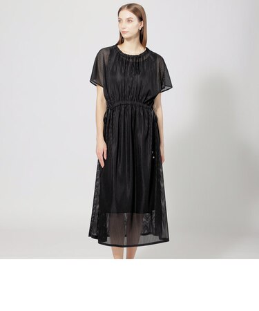 リブメッシュジャージー ギャザードレス